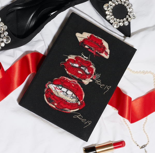 Red Lips outlet Beaded Clutch Bag