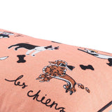 Bonjour Les Chiens (Coral - Printed Cushion)