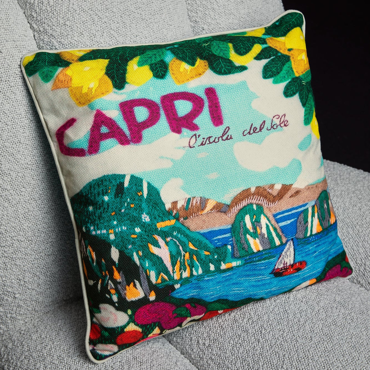 Capri, Island of the Sun (Printed Cushion)