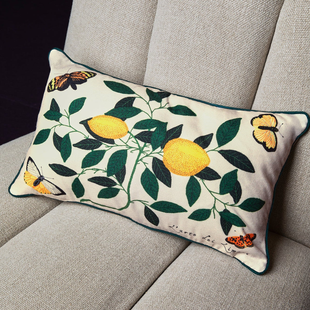 Lemons And Butterflies (Printed Cushion)